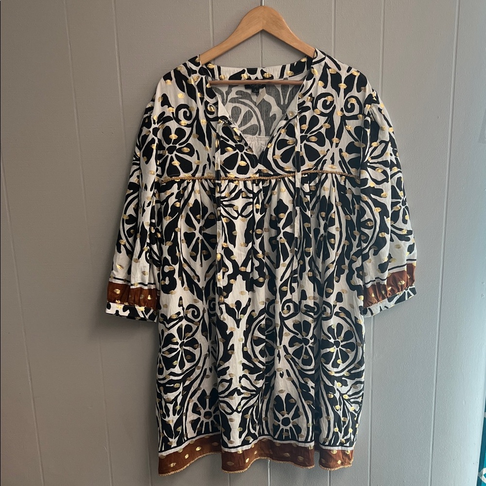 NWT Gigio Dress Large Black Brown Gold